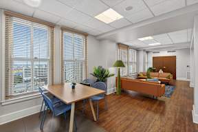 Shared resident lounge in a downtown New Orleans apartment building