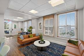 Community room in a downtown New Orleans apartment building for gatherings and events