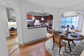Kitchen and Dining Area with Round Table at The Estates at Ballantyne, Charlotte, NC, 28277