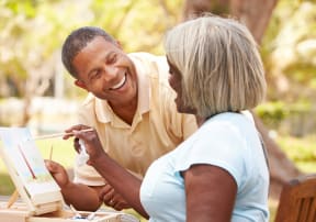 a man and a woman sitting at a table