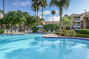Park Avenue Apartments Tampa Florida Sunny Pool Day view towards BBQ Area