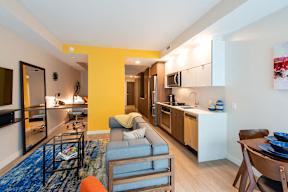 Wooden cabinets in the kitchen
