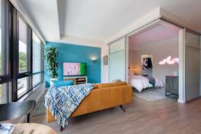 Bedroom with bed at Artline Apartments, Washington, 20024