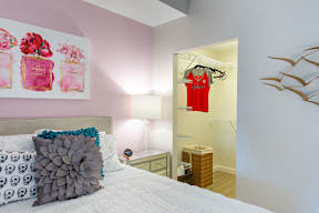 Bedroom with bed, closet at Artline Apartments, Washington, Washington-DC