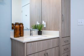The Byway | Model #105 Ample Bathroom Storage Throughout