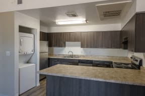 Peoria Apartments- The Flats at Peoria- laundry and kitchen