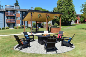 our apartments offer a clubhouse with a lounge area and fire pit