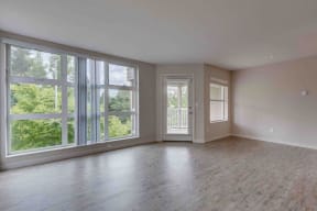 Seattle Apartments- Mosaic on Greenwood- windows view- living room - natural light