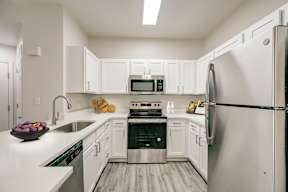Kitchen with stainless steel appliances