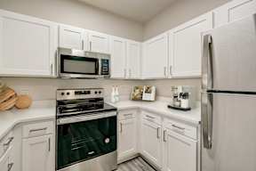 Kitchen with stainless steel appliances