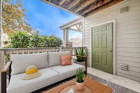 Outdoor patio with storage closet