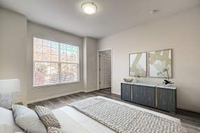 Bedroom with large windows for natural light