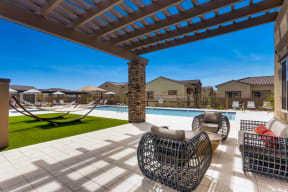 Poolside Lounge Area at Avilla Lehi Crossing, Mesa, AZ