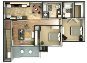 a floor plan of a house with a bedroom and a living room