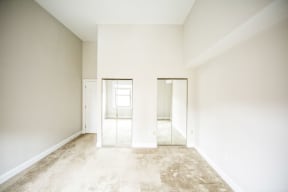 Rittenhouse Row apartment home interior with tall ceilings and carpeted flooring