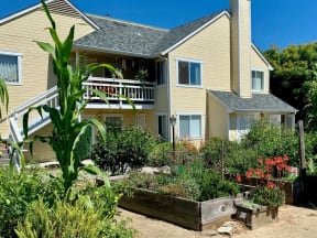 a house with a garden in front of it