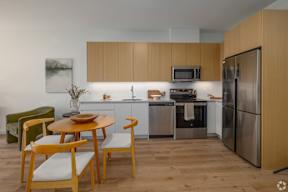 A Kitchen With Microwave at Hue Soul Apartments, East Orange, 07018