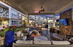 Outdoor Lounge Area With Smart TV at Residence at Tailrace Marina, North Carolina