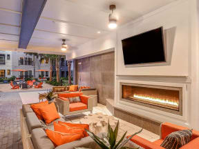 Outdoor Fireside Lounge at Aurora Luxury Apartments in Downtown Tampa, FL