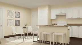 Kitchen Rendering Wharfside Commons Renovations Affordable Apartments in Middletown CT
