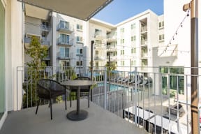 Large patio with lovely views at The Chandler in North Hollywood