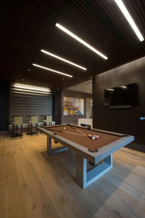 Game room with billiards | The Merc at Moody and Main
