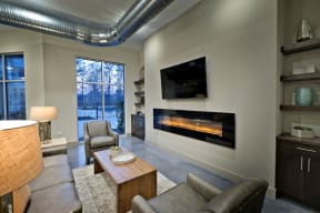 Clubhouse fireplace | Lofts at Zebulon