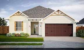 A modern house with a brown garage door at Walker Place Apartments, Hewitt