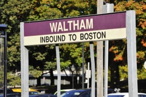 MBTA sign in Waltham | Inbound to Boston