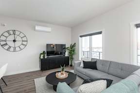 Modern Living Room at Latitude 49 Townhomes, Winnipeg Manitoba