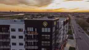 an aerial view of a building with a google logo on it