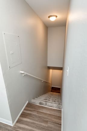 a view of the hallway of a 560 square foot, 1 bedroom apartment at the casey