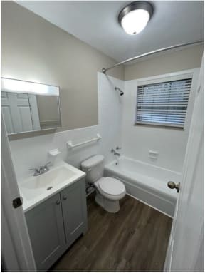 a bathroom with a toilet sink and bathtub