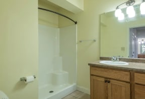 a bathroom with a sink and a bathtub