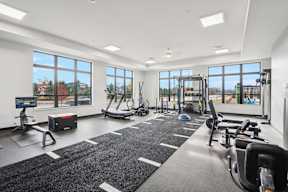 Large fitness center with equipment located at Deforest Yards in DeForest, WI