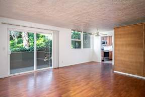 Spacious Living Room With Plank Flooring at Timberlee, Portland, OR, 97221