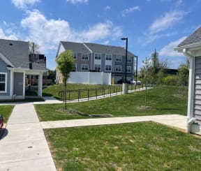 a view of the back of the building from the front yard
