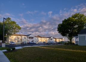 a row of houses on a street