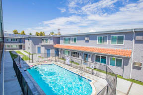 our apartments have a large swimming pool in front of our building