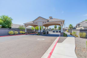 the driveway to the clubhouse at Villas on Olive, Peoria, Arizona