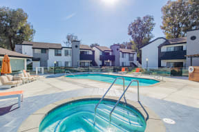 our apartments have a resort style pool with a hot tub