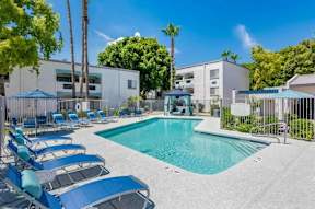 Pool area at Sofia Apartments, Tempe, Arizona