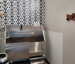 a small kitchen with a sink and a toilet