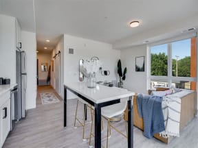 Open concept living room and kitchen lots of natural light