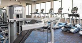 Fitness center with Wellbeats at 2000 West Creek Apartments, Virginia, 23238