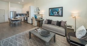 Kitchen and living room open concept at 2000 West Creek Apartments, Virginia, 23238