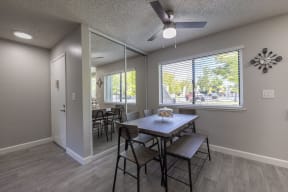 an empty dining room with a table and chairs at Diablo Vista, Livermore, CA