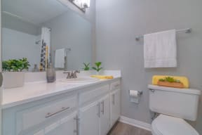 a white bathroom with a toilet sink and mirror at Citra Apartments LLC, San Diego, California