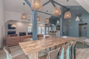 a dining room with a wooden table and chairs at Napa Green Apartments LLC, Napa, CA