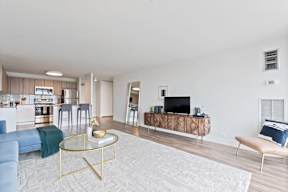 Living room view to kitchen